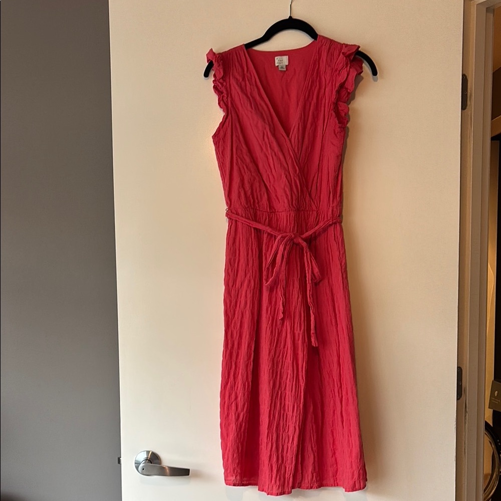 Pink Capped Sleeve Midi Dress